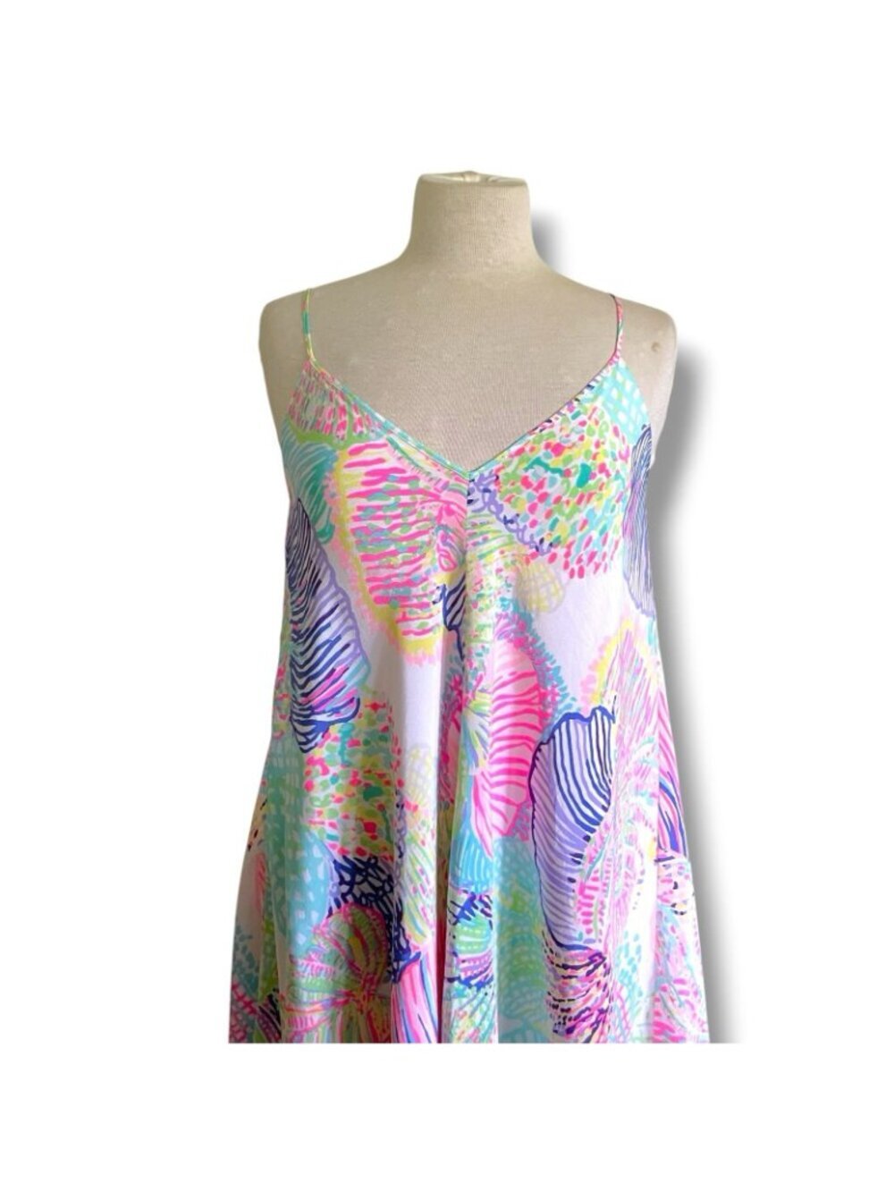 Lilly Pulitzer Clara Silk Slip Dress Small Roar of the Seas Shell Print Preppy - Picture 3 of 8